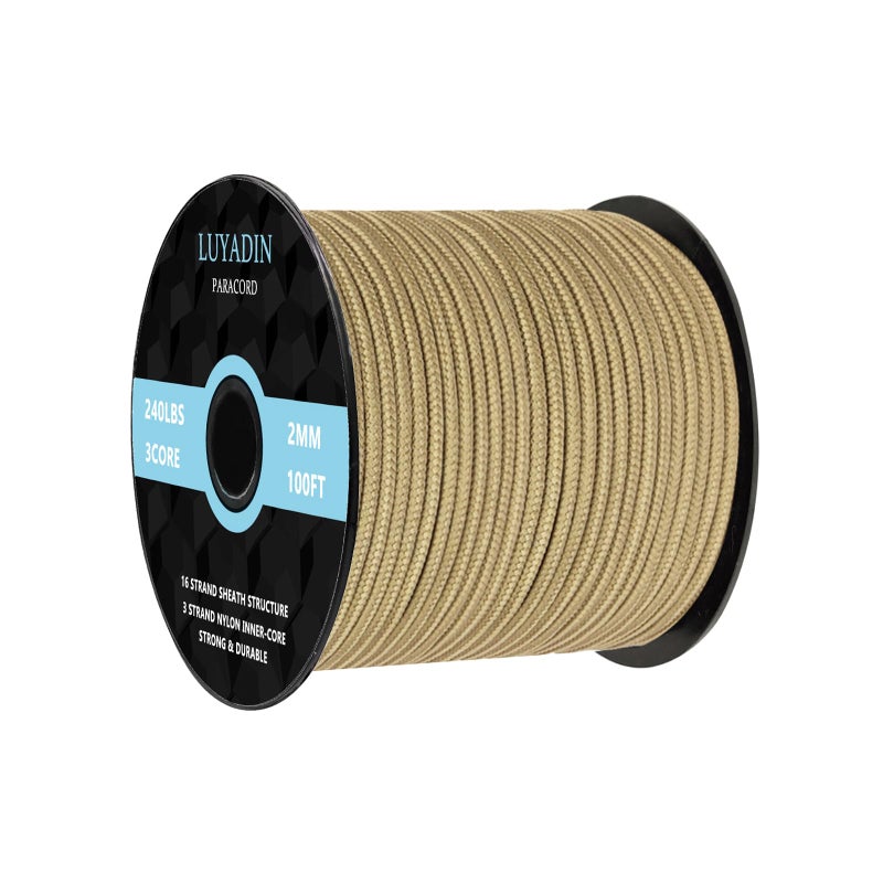 LUYADIN Paracord 240lb - Diameter 2mm Micro Utility Cord -3 Strand Parachute Spool Cord - 100ft 200ft,Paracord for Camping,Hiking,Fishing,Outdoor and DIY - Image 1